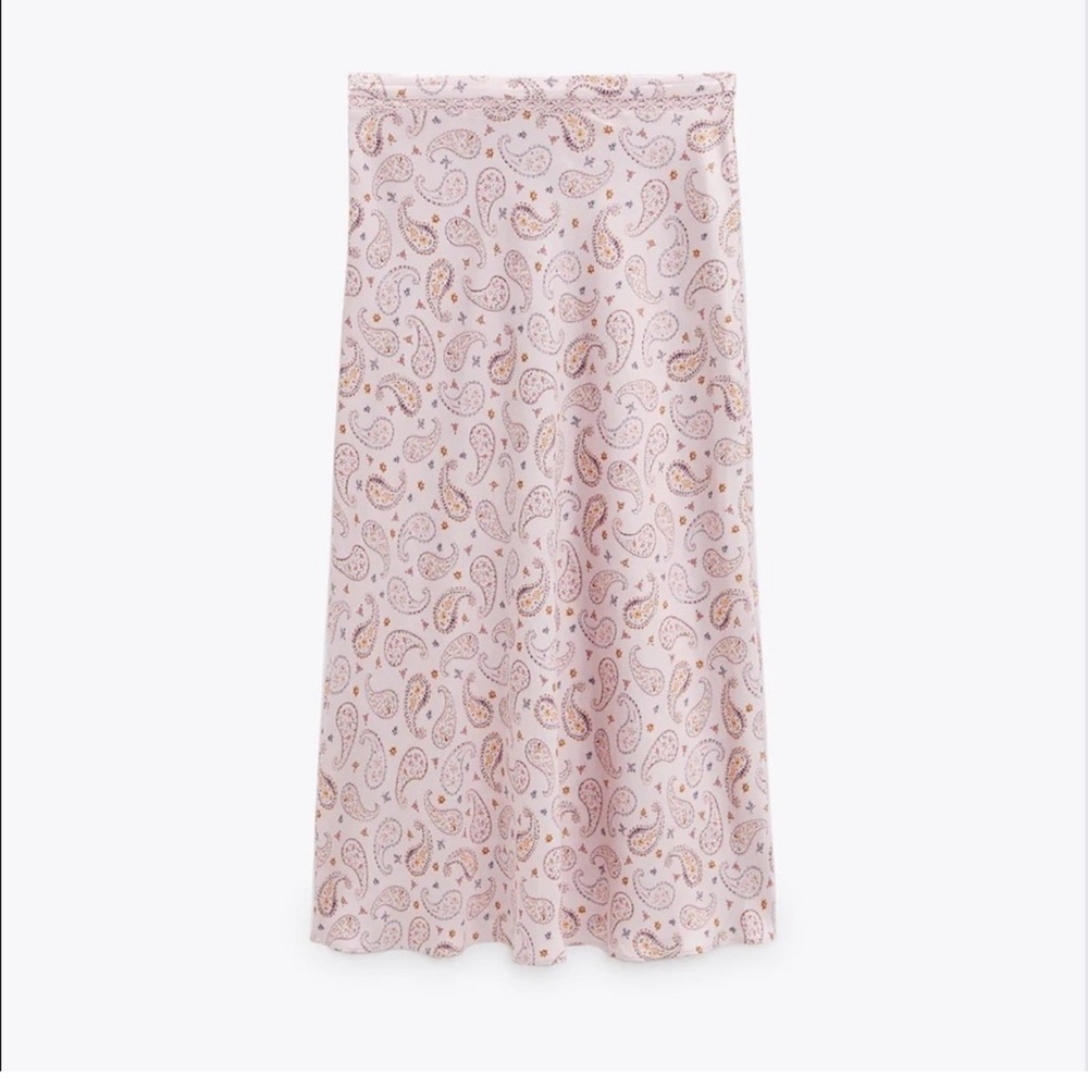 Zara Slip Skirt Pink Paisley